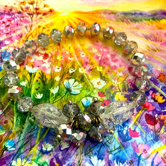 Crystal Beaded Stretch Bracelet fits up to size 7” inch wrist - Picture 3 of 3